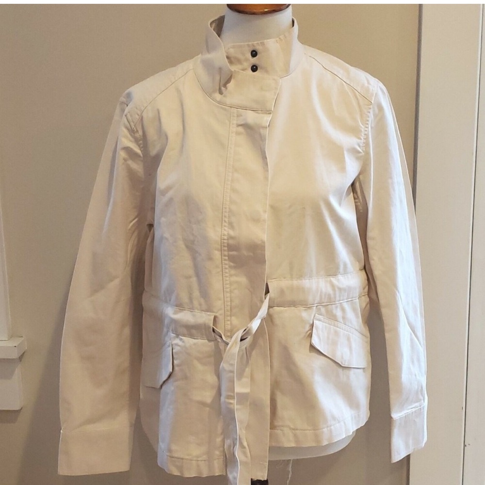Banana Republic White Utility Jacket with Stand-Up Collar